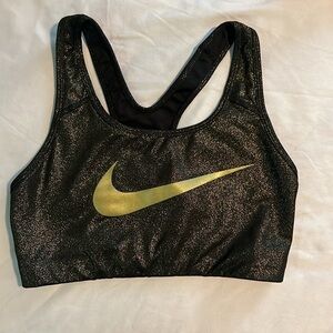 Nike Black and Gold Glitter Sports Bra